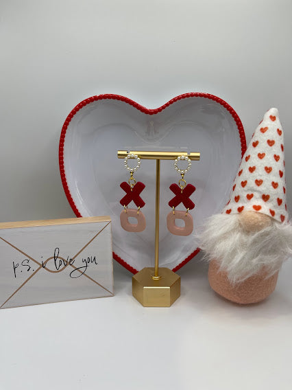 LV Heart Earrings in Pink